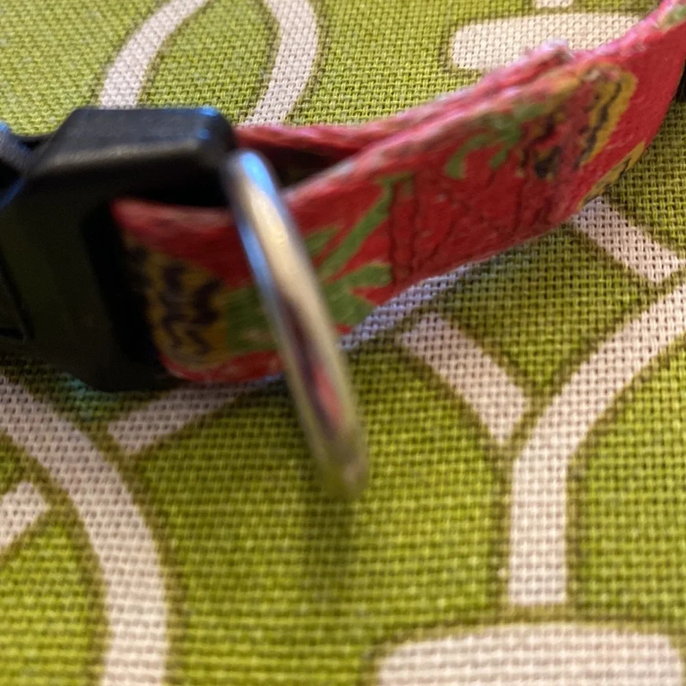 Azusa pink with pineapple dog collar.5/8” wide 12” to 17” neck size